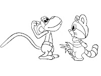 Raccoon and monkey coloring pages to print