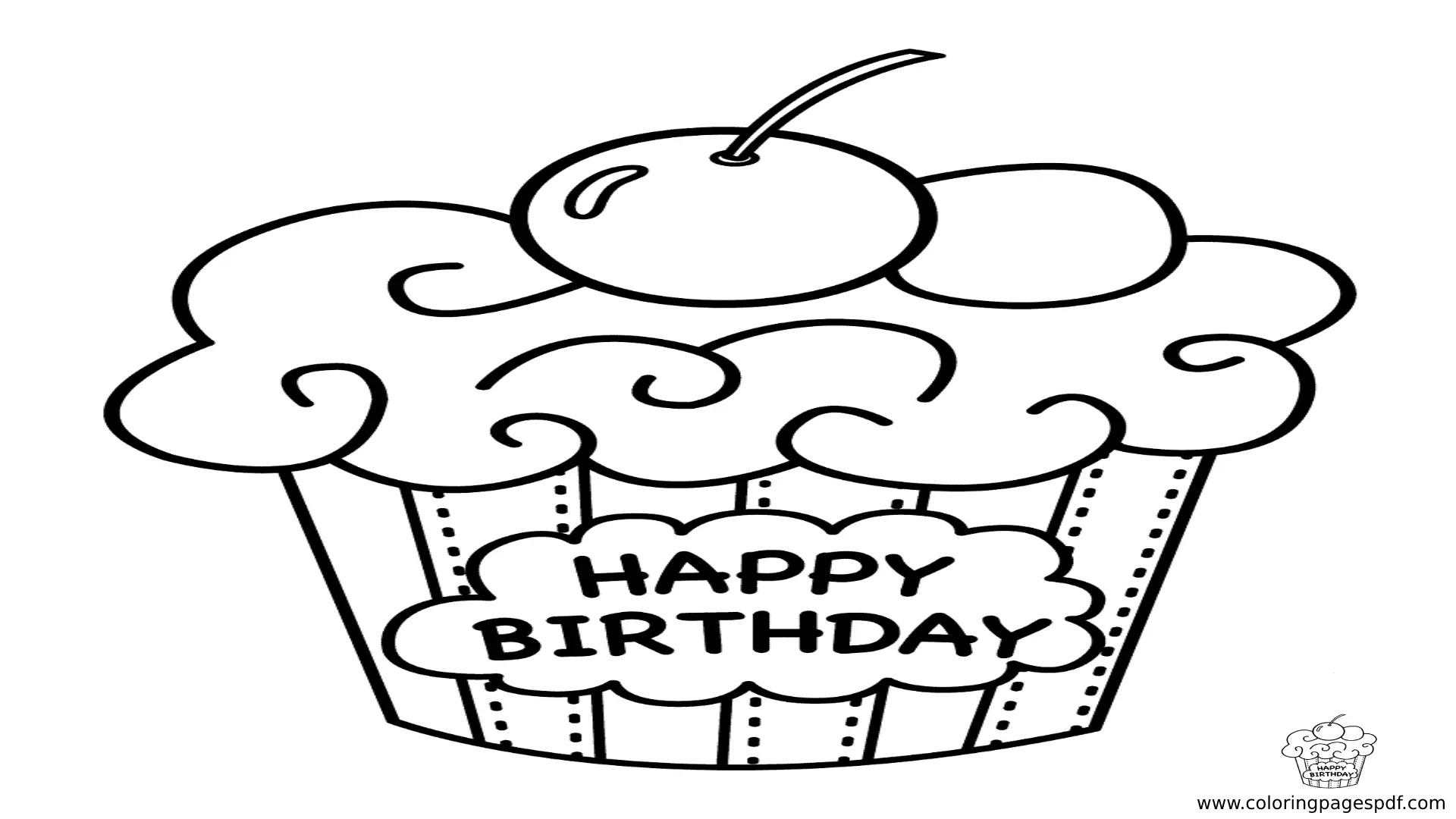 Birthday Cupcake Coloring Pages