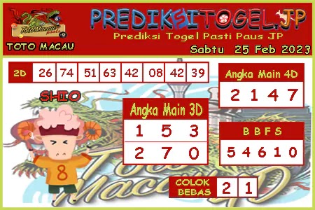 Prediksi Toto Macau JP Sabtu 25 Februari 2023