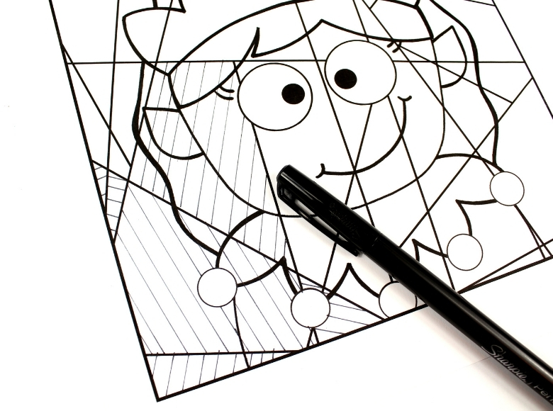 printable elf coloring page for line art project