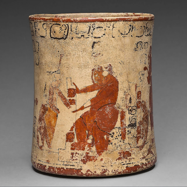 Сосуд со сценой инаугурации правителя. Майя, 650-800 гг. н.э. Коллекция Art Institute of Chicago.