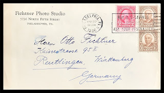 Business stationery envelope from Fichtner Photo Studio, Philadelphia—featuring classic typeface and studio imprint reflecting early 20th-century American photography branding.