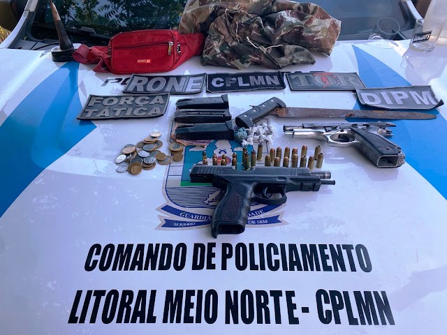 Polícia Militar apreende armas, munições, drogas e veículo no litoral do Piauí