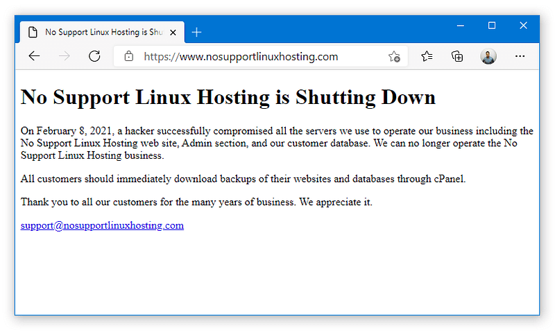 Host No Support Linux Hosting Discontinues Workflow after Cyber-attack