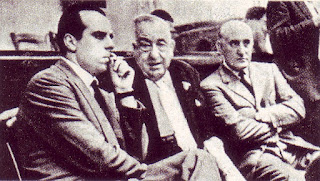 Piero Piccioni, Saverio Polito and Ugo Montagna pictured during their trial in Venice in 1957