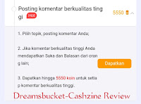 CashZine BuzzMatch app task Coins post comment