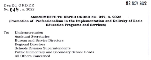 DepEd Order No. 49, s. 2022: A Step Towards Professionalism in Education