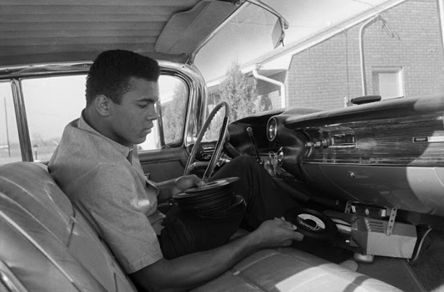 Muhammad Ali Enjoying Luxury Car Entertainment in 1960 An In Car Vinyl 