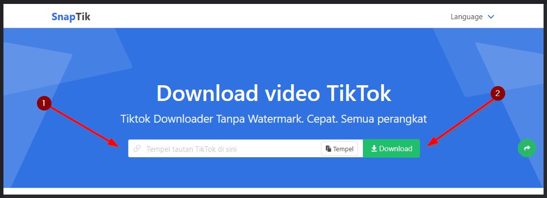 unduh video TikTok tanpa tanda air kualitas HD dengan SnapTik