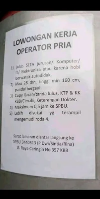 Lowongan Kerja Operator Pria Untuk SPBU 3440513 Caringin Padalarang