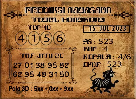 Prediksi Nagasaon Hongkong Sabtu 15 Juli 2023