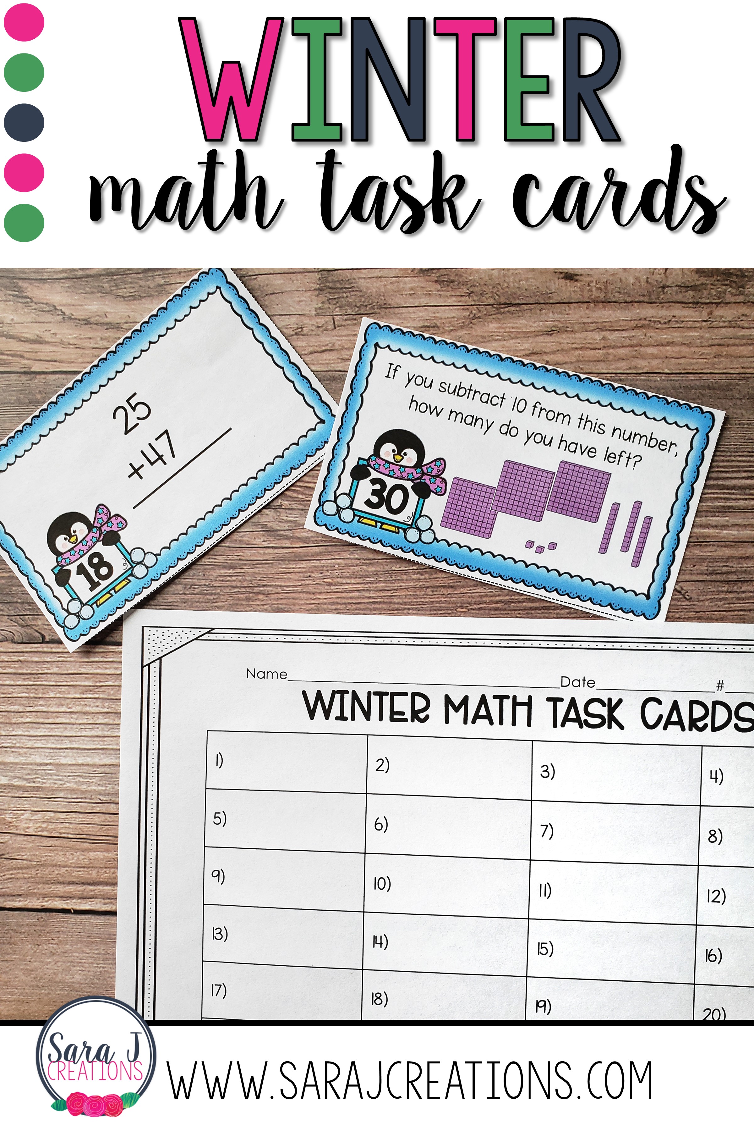 Review place value, time, money and so many more concepts with these winter math task cards. Perfect for second grade.
