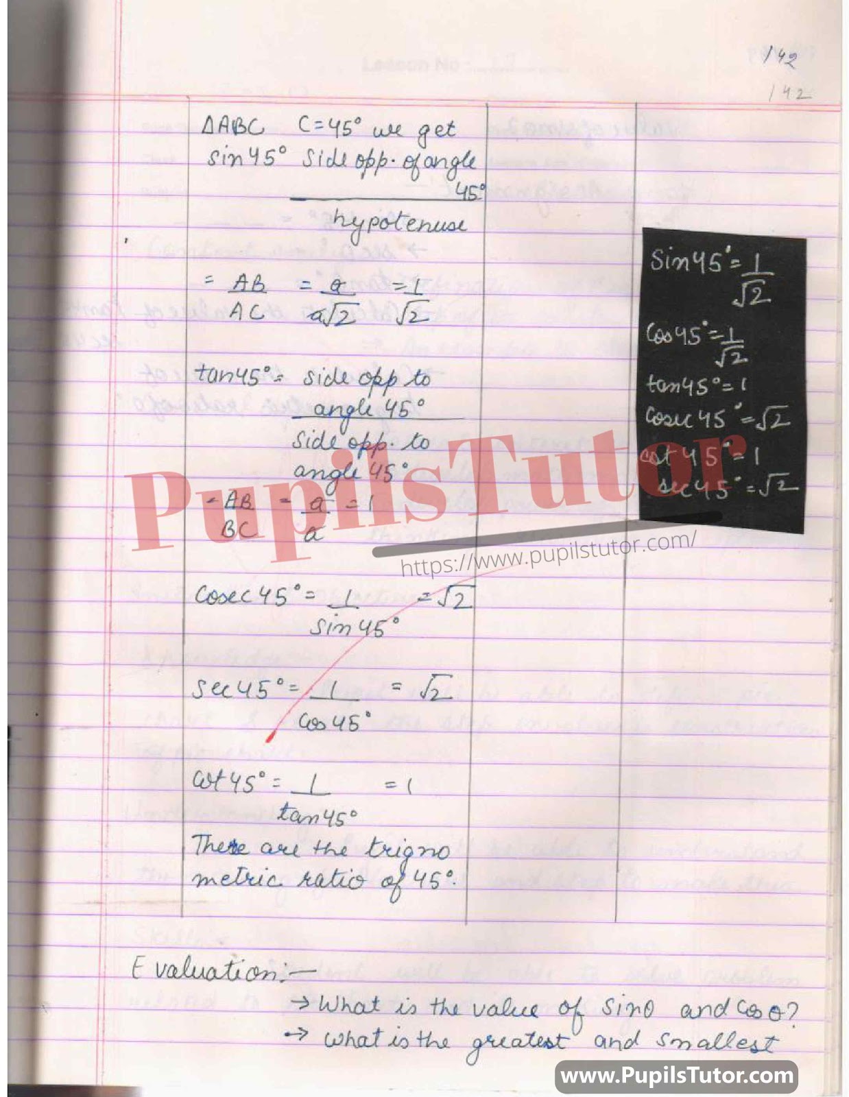 Lesson Plan On Trigonometric Ratio For Class 9 To 12th.  – [Page And Pic Number 5] – https://www.pupilstutor.com/