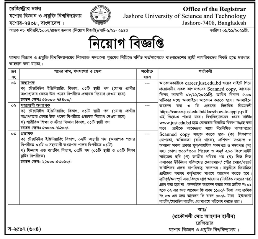 JUST Job Circular 2021