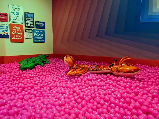 Pink ball pit at The Pink Palace Experience at WOW Porto in Vila Nova de Gaia