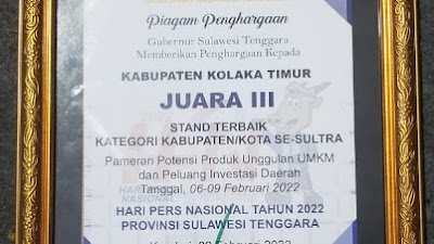 Momentum HPN 2022, Koltim Raih Predikat ke 3 Kategori Stand Terbaik Kabupaten/Kota se - Sultra