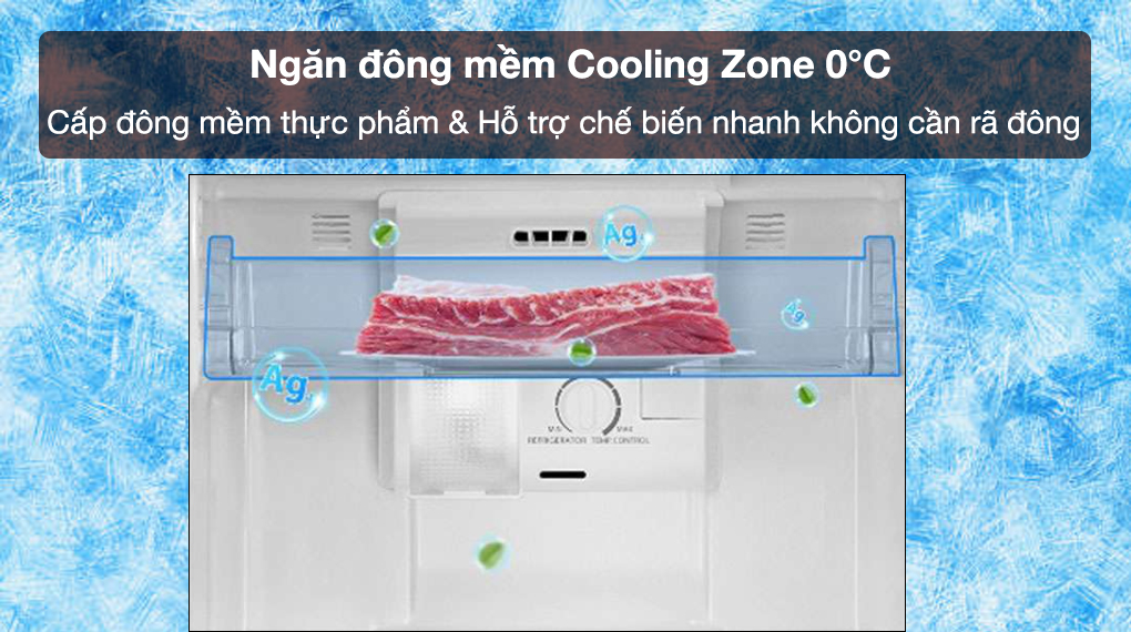 Tủ lạnh Toshiba Inverter 180 lít GR-RT234WE-PMV(52) -Ngăn đông mềm Cooling Zone 0°C hỗ trợ cấp đông thực phẩm nhanh chóng, chế biến không chờ rã dông