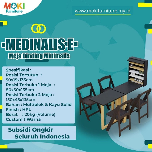 meja dinding lipat minimalis moki furniture tipe E