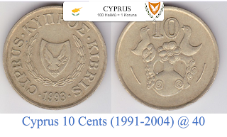 Cyprus 10 Cents (1991-2004) @ 40