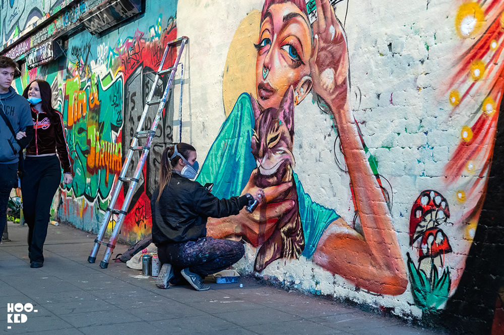 London Street Art - WOM Collective Graffiti Paint Jam in Leake Street Tunnels, London - Artist Van Jimmer