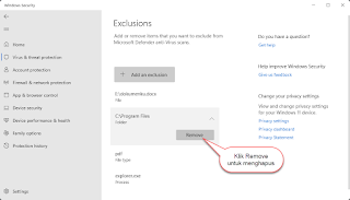 menambahkan pengecualian di windows defender