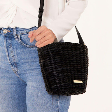 Cute Black Straw Handbag