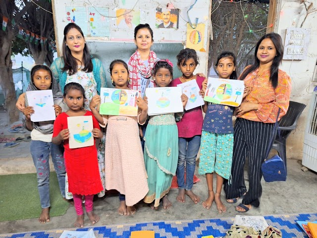 ईएमसीटी द्वारा ज्ञानशाला में आयोजित कार्यशाला में पृथ्वी और पर्यावरण के  महत्व को समझाया और साथ भी बच्चों के साथ पौधे लगाए। 