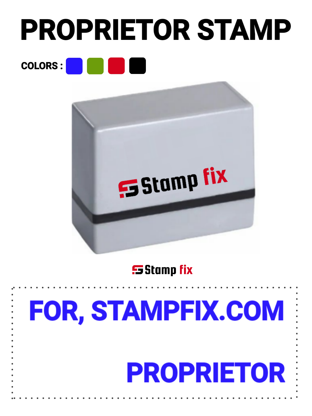 Proprietor stamp, Self ink stamp, pre ink stamp, sun stamp, rubber stamp, nylon stamp, polymer stamp