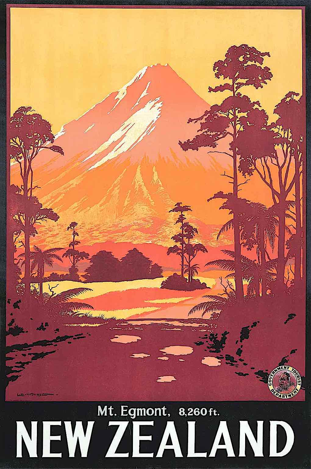 a New Zealand travel poster, Mt. Egmont