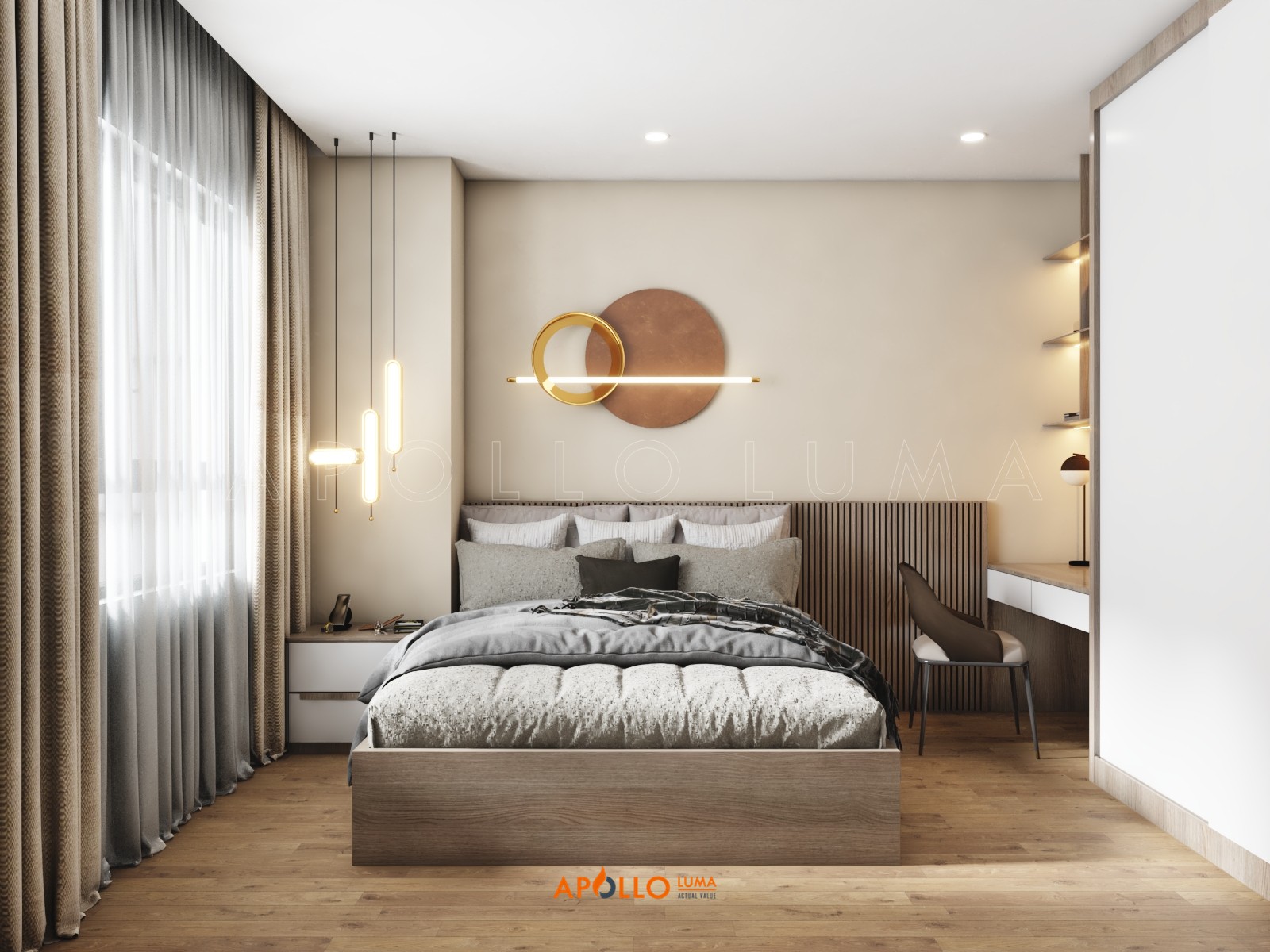 Thiết kế nội thất căn hộ 2 phòng ngủ + 1 Berriver Jadin Long Biên