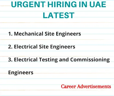 Urgent Hiring in UAE Latest