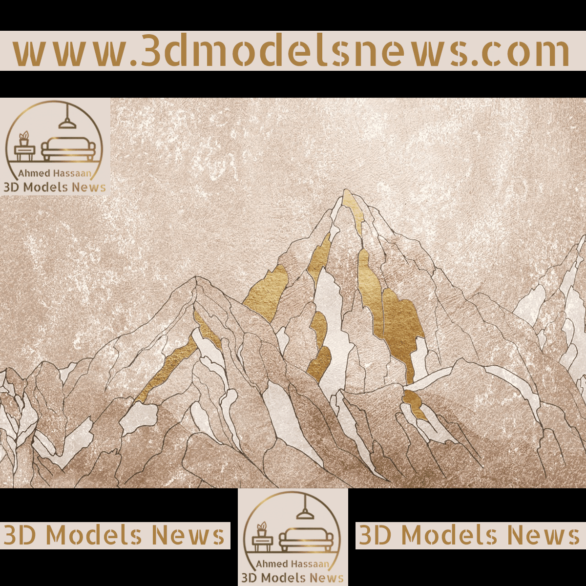 Digital Wallpaper Of Golden Mountains Everest