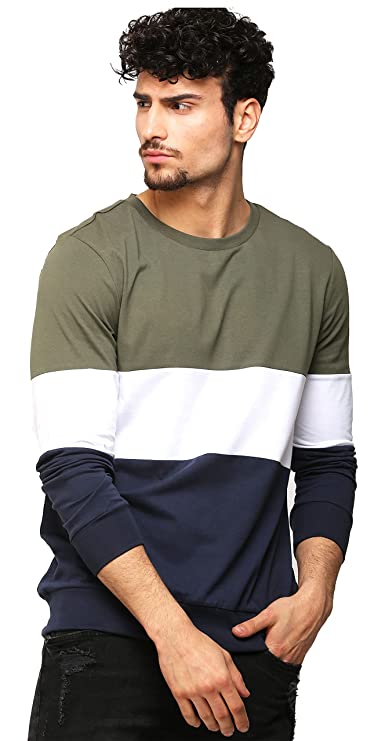 AELOMART Men's Cotton Full Sleeve T Shirt-(Amt1125-N,Olive)