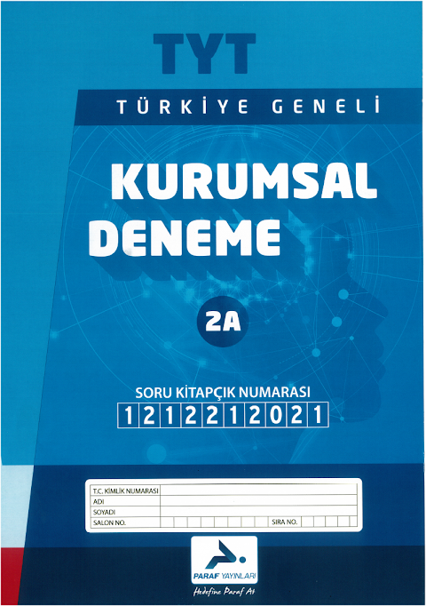 Paraf Yayınları Türkiye Geneli Kurumsal Deneme TYT 2 Cevap Anahtarı 1212212021