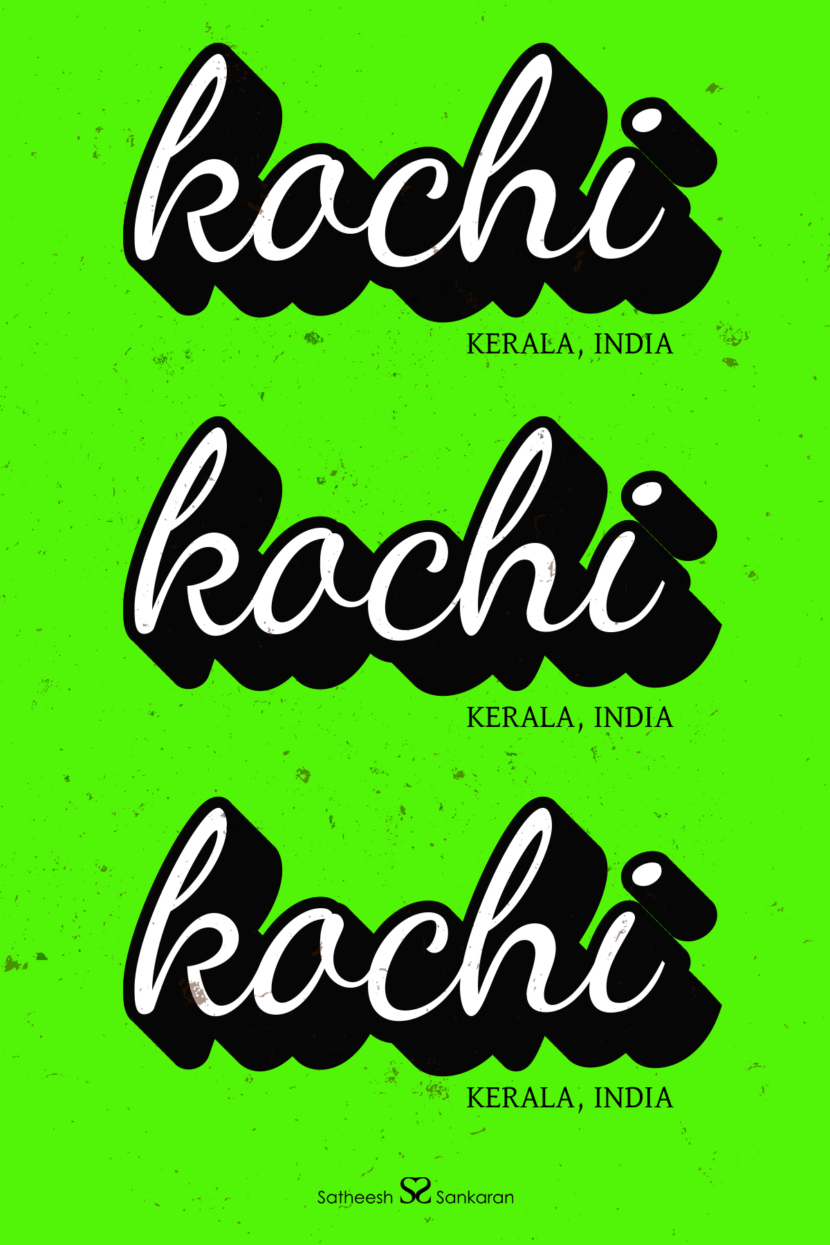 Kochi, Kerala in India - Typography Poster Design