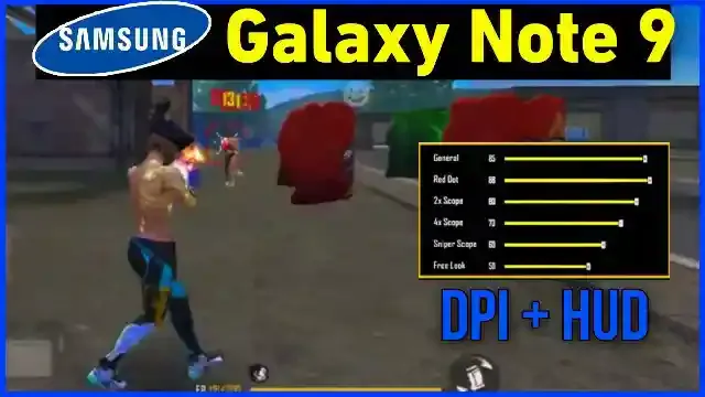 Free fire best settings for Samsung Galaxy Note 9 Sensi -hud - dpi