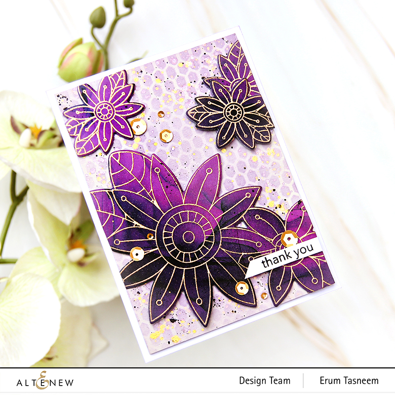 Altenew Quaint Blooms Stamp Set + Alcohol Ink Background Paper | Erum Tasneem | @pr0digy0