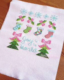 Ann Dreyer Designs All The Trimmings SAL free cross stitch pattern Joy to the World lettering