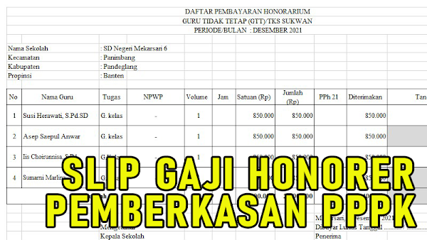 Download Format Slip Gaji Guru Honorer Perberkasan PPPK Guru