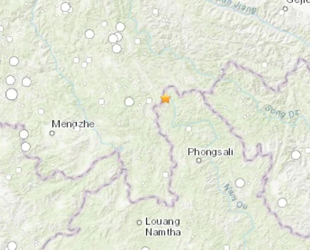 An earthquake of magnitude 5.7 occurred in Laos