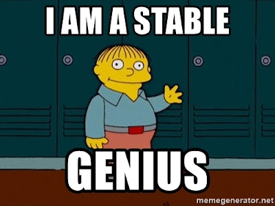 Ralph from The Simpsons waving and saying, "I'm a stable genius."