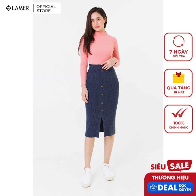 Mall Shop [ lamer.fashion ] Chân váy midi nẹp giả VIENTRAN V62I20T002 (Nhiều màu)