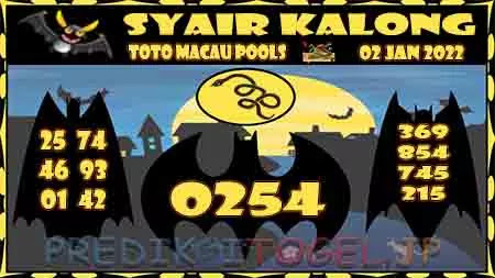 Syair Kalong Toto Macau Hari Ini 02-Jan-2022