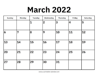 Free Printable Calendar March 2022