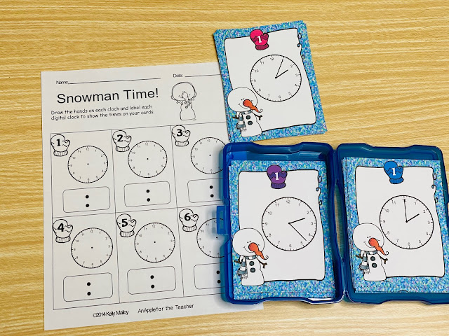 Winter Themed Telling Time Math Center