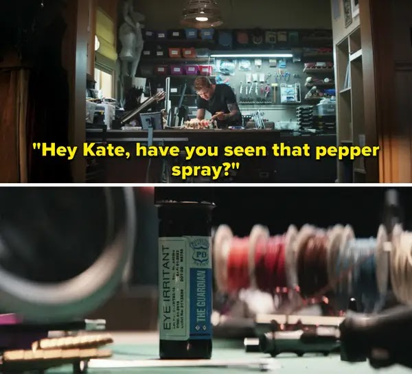 In one of the scenes when Clint and Kate were making Trick arrows. Clint builds an arrow with Paper Spray which is also a callback because, In the comics, a tear-gas arrow is a common trick arrow for Clint and Kate.