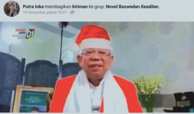 Video Wapres Ma’ruf Amin Pakai Baju Santa Claus Jelang Natal Beredar Lagi, Ini Faktanya