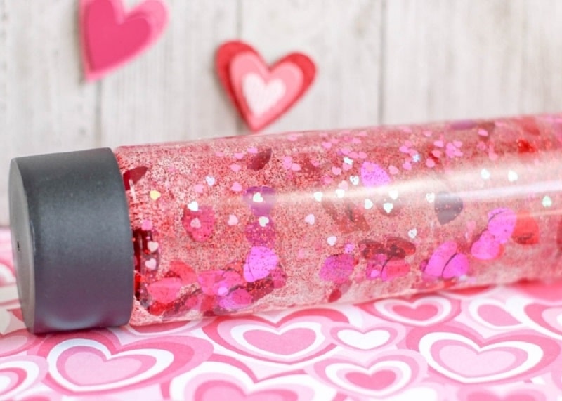 valentines sequins sensory bottle