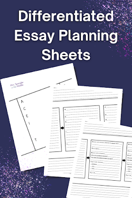 Differentiated Planning Sheets for Middle School so all learners can get what they need!