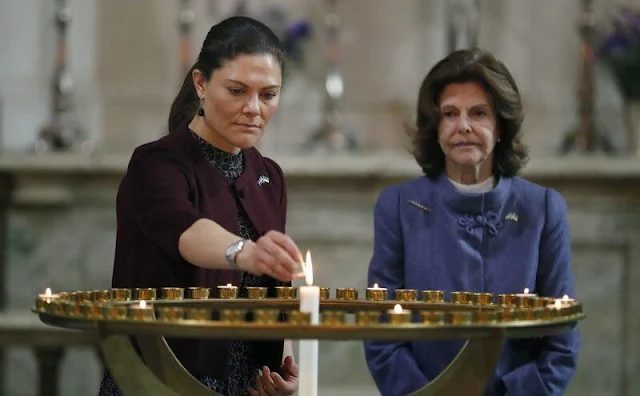 Crown Princess Victoria wore a Lysandra midi dress from By Malina. King Carl Gustaf, Queen Silvia and Prince Daniel